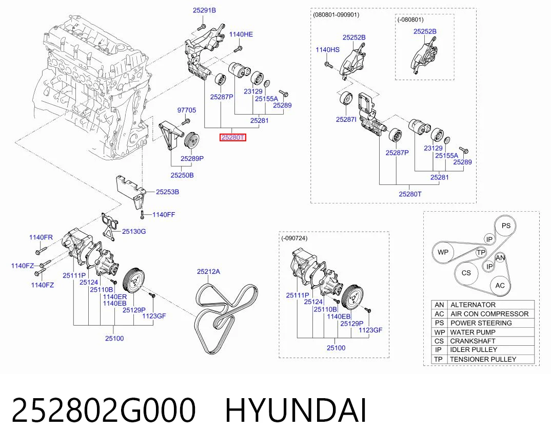 252802G000 Hyundai/Kia Napinacz paska napędowego