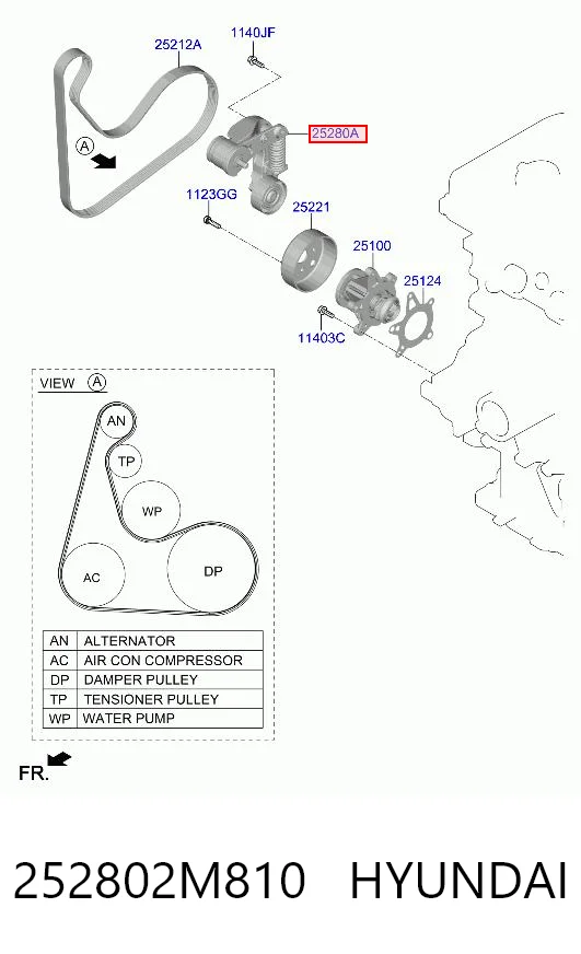 252802M810 Hyundai/Kia Napinacz paska napędowego