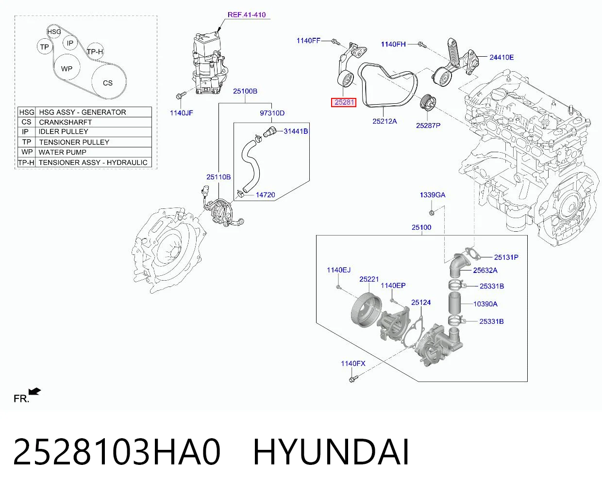 2528103HA0 Hyundai/Kia Napinacz paska rozrządu