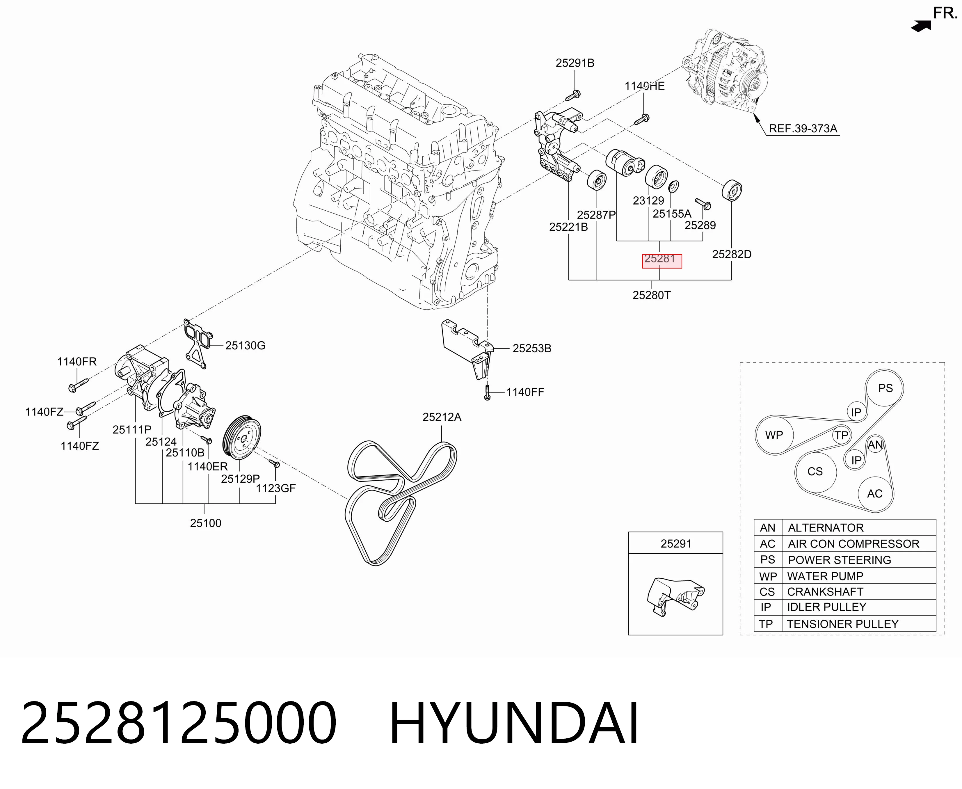 2528125000 Hyundai/Kia Napinacz paska napędowego