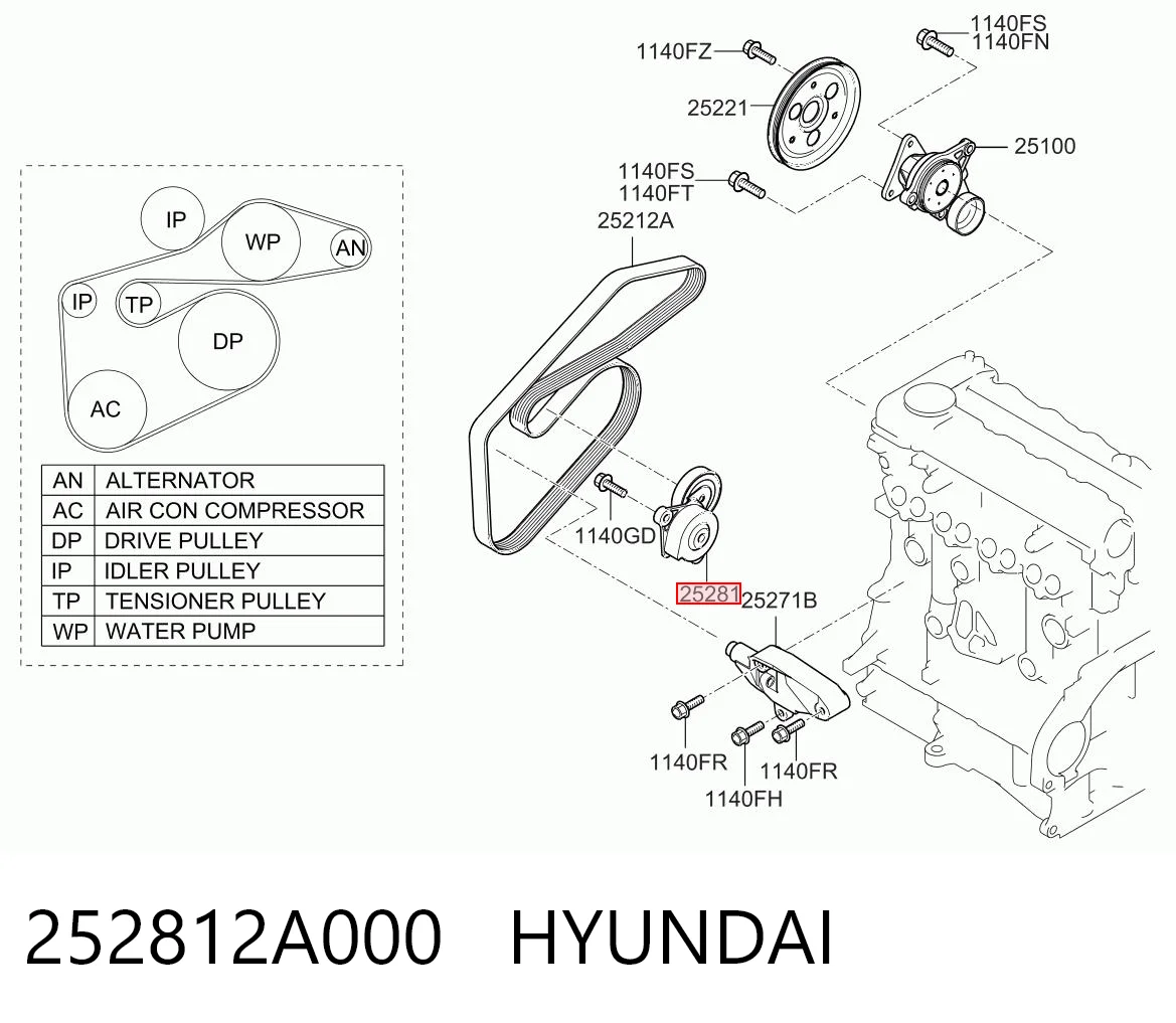 252812A000 Hyundai/Kia Napinacz paska napędowego