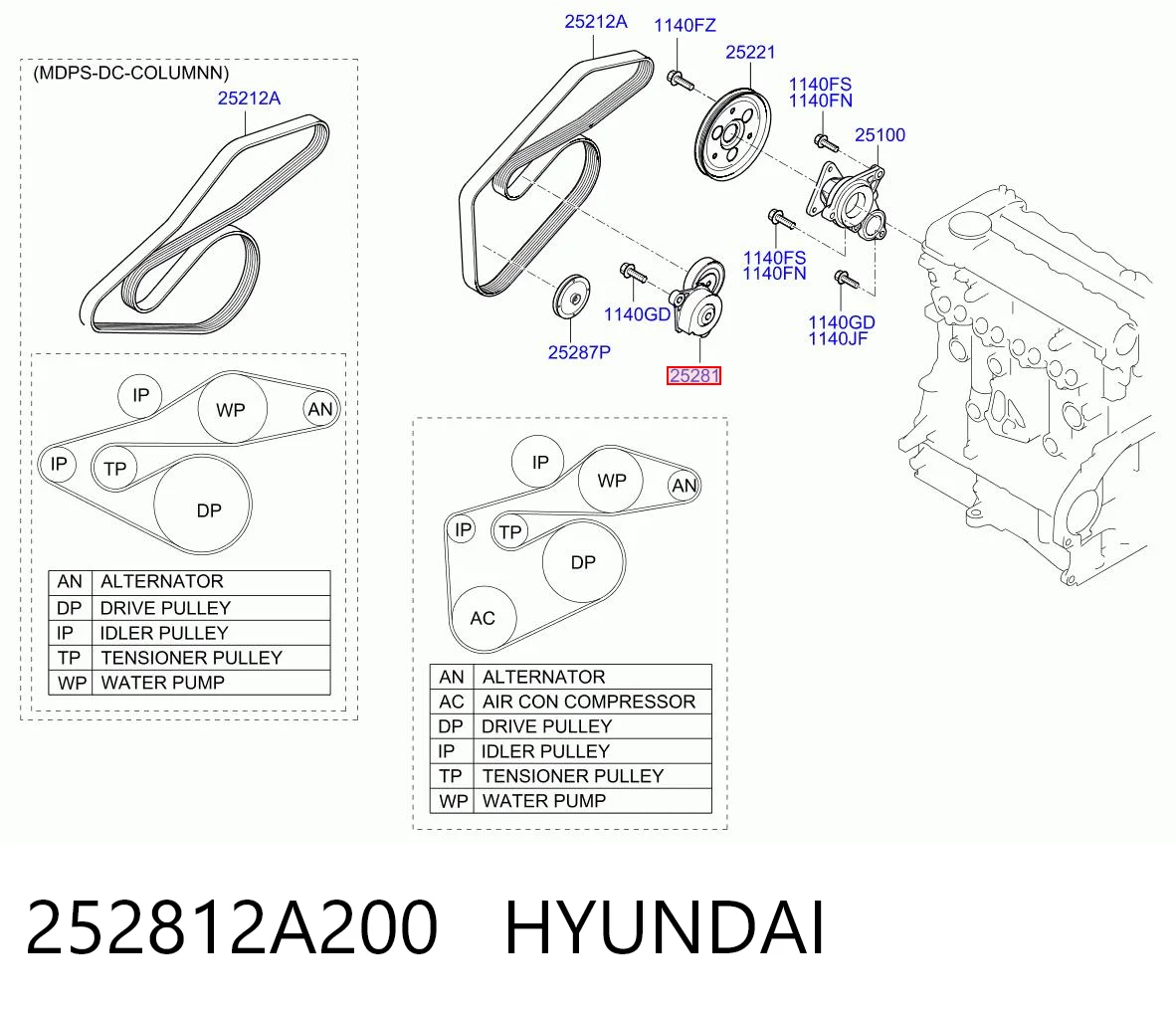 252812A200 Hyundai/Kia Napinacz paska napędowego