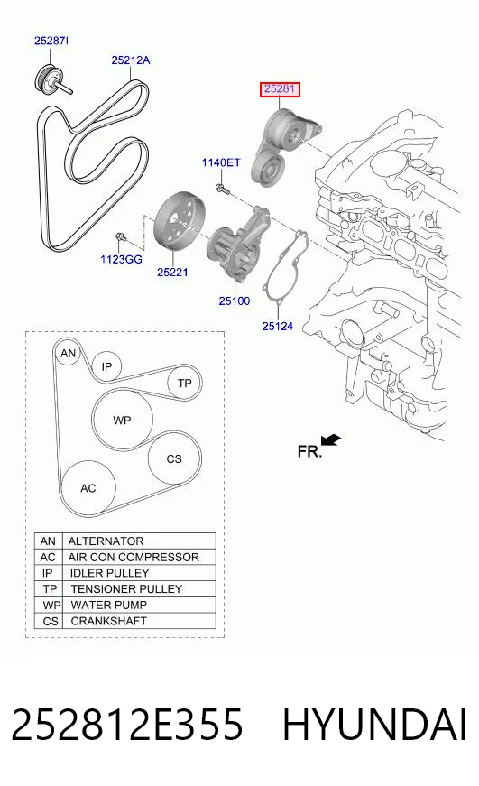 252812E355 Hyundai/Kia Napinacz paska napędowego
