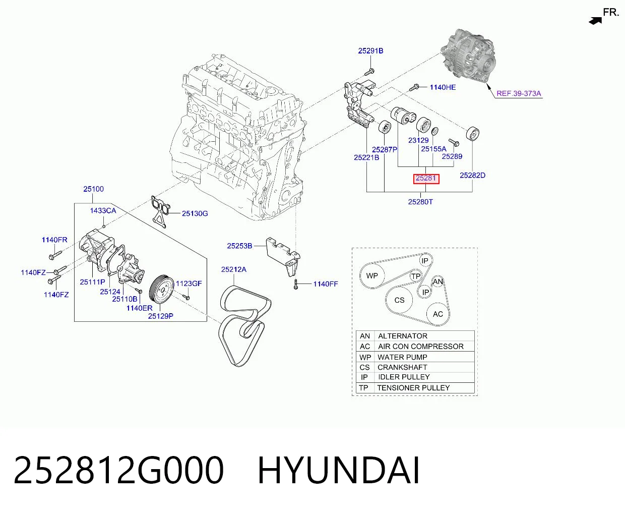 252812G000 Hyundai/Kia Napinacz paska napędowego