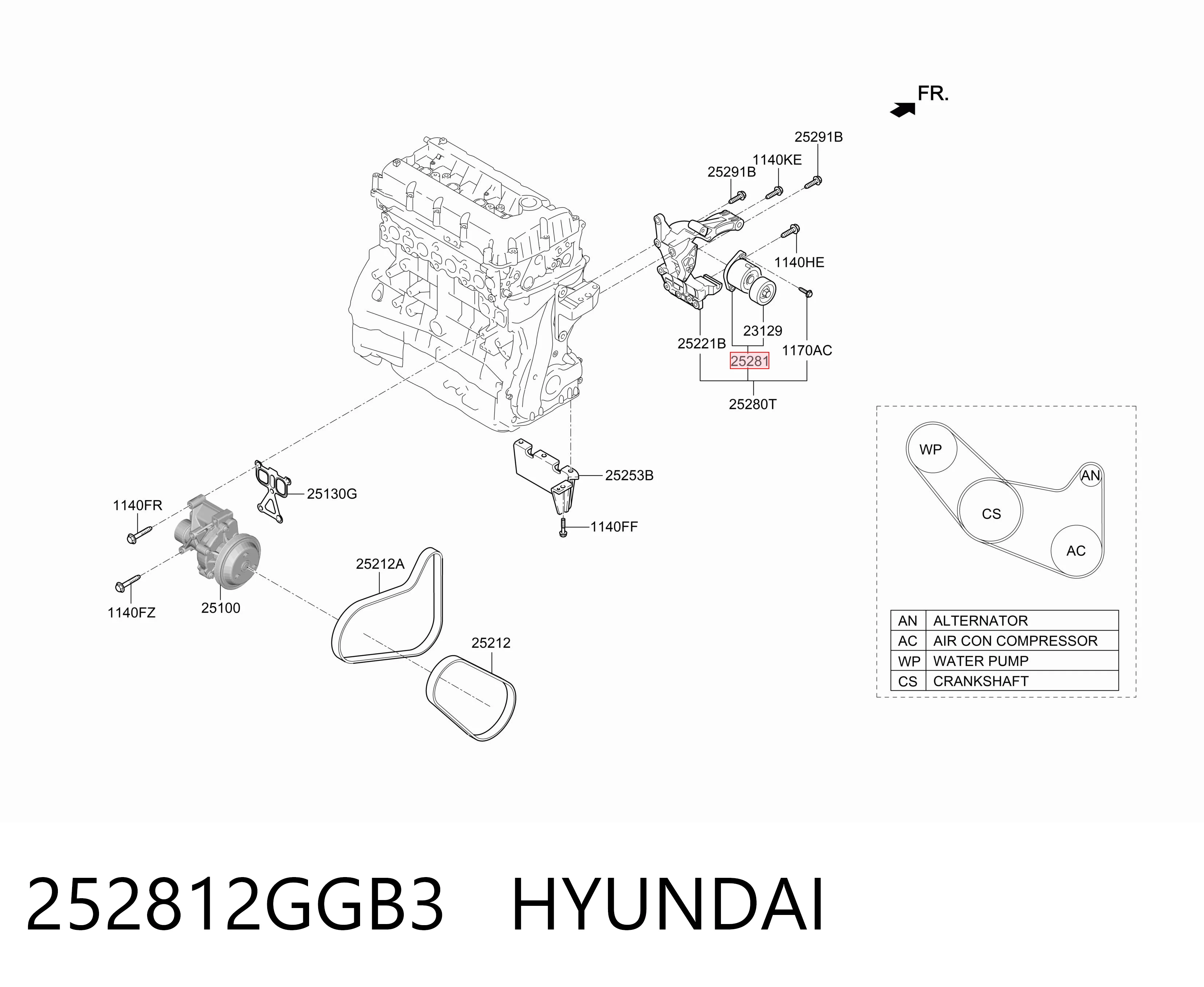 252812GGB3 Hyundai/Kia Napinacz paska napędowego