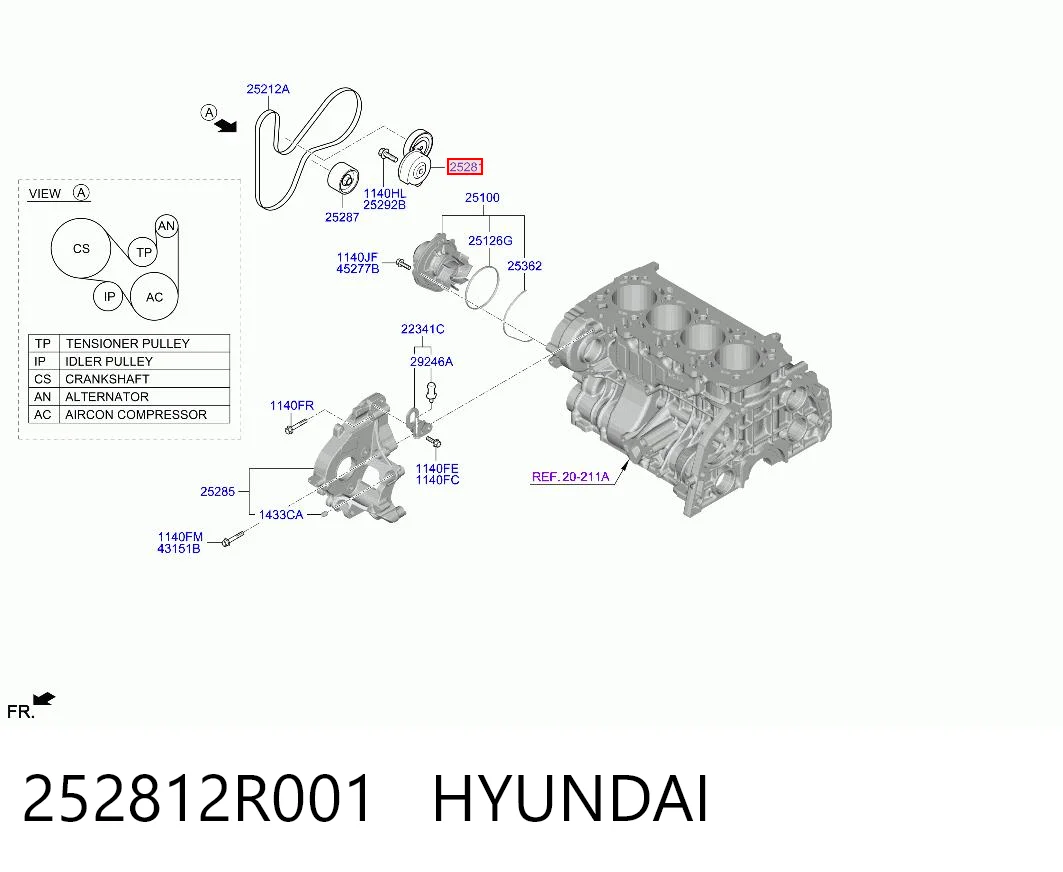 252812R001 Hyundai/Kia Rolka napinacza paska napędowego