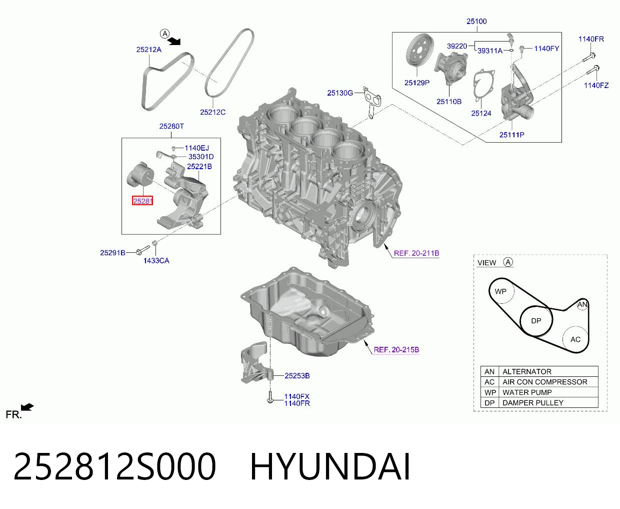 252812S000 Hyundai/Kia Rolka napinacza paska napędowego