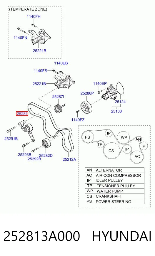 252813A000 Hyundai/Kia Napinacz paska napędowego