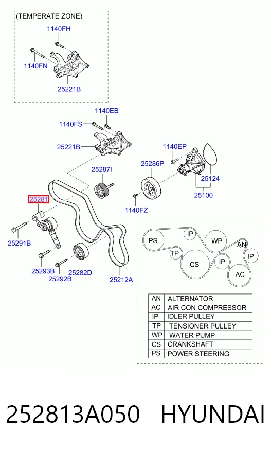 252813A050 Hyundai/Kia Napinacz paska napędowego
