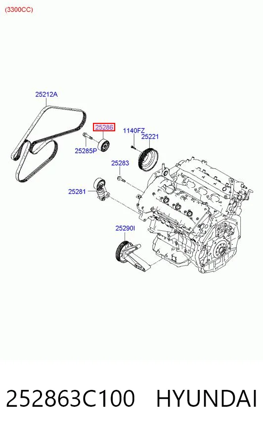 252863C100 Hyundai/Kia Rolka prowadząca, kierunkowa paska napędowego