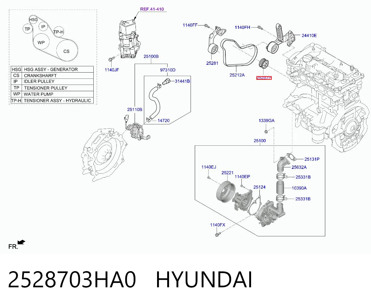 2528703HA0 Hyundai/Kia Rolka prowadząca kierunkowa paska rozrządu