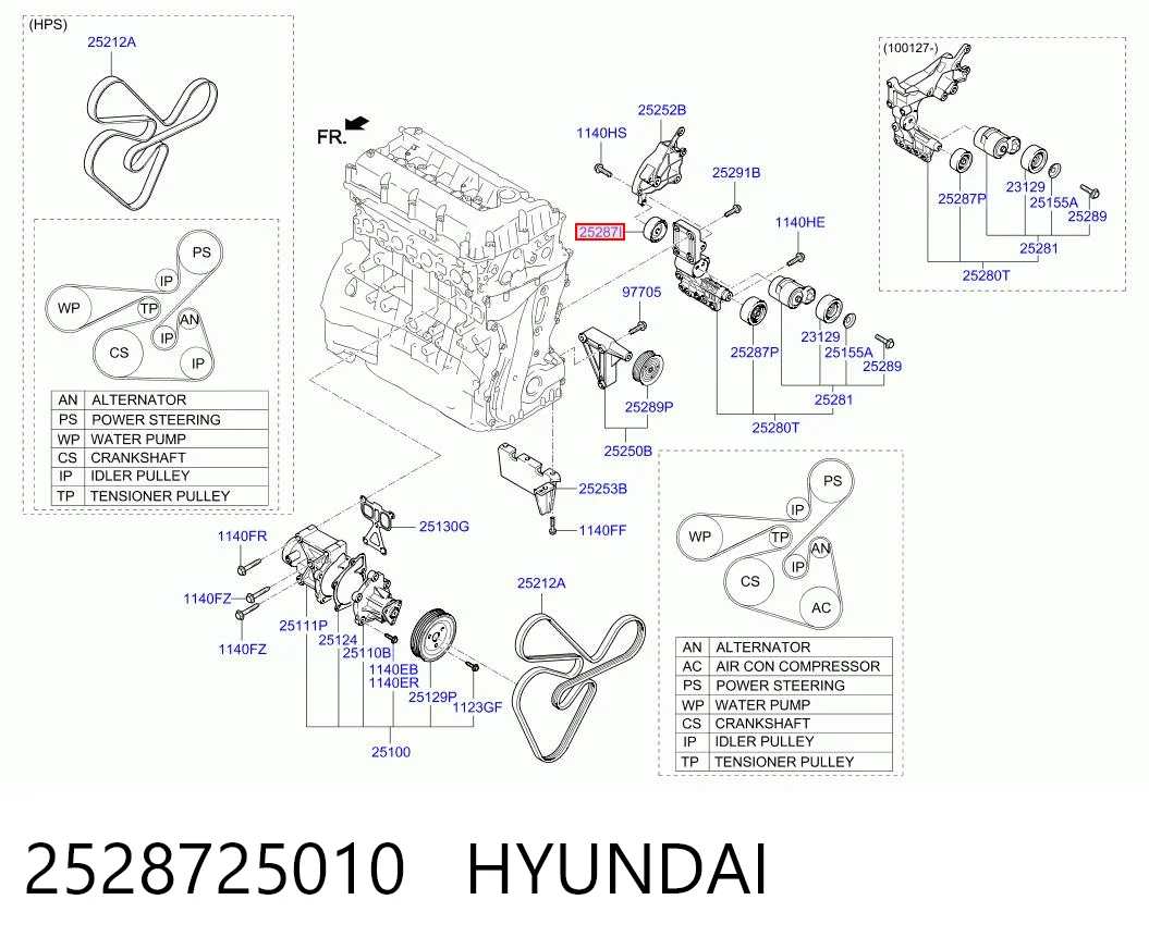 2528725010 Hyundai/Kia Rolka prowadząca, kierunkowa paska napędowego