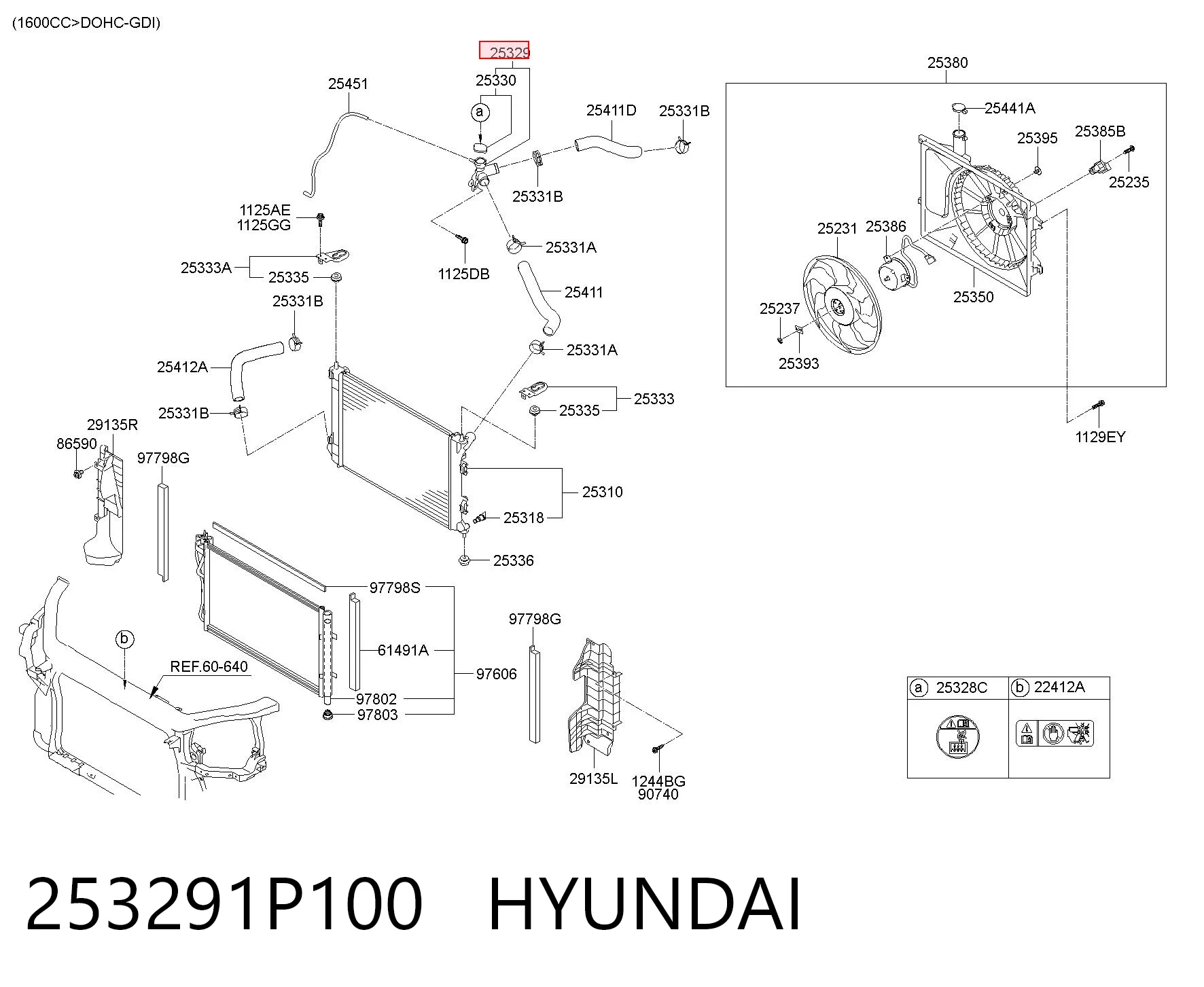 253291P100 Hyundai/Kia Przewód (króciec) układu chłodzenia
