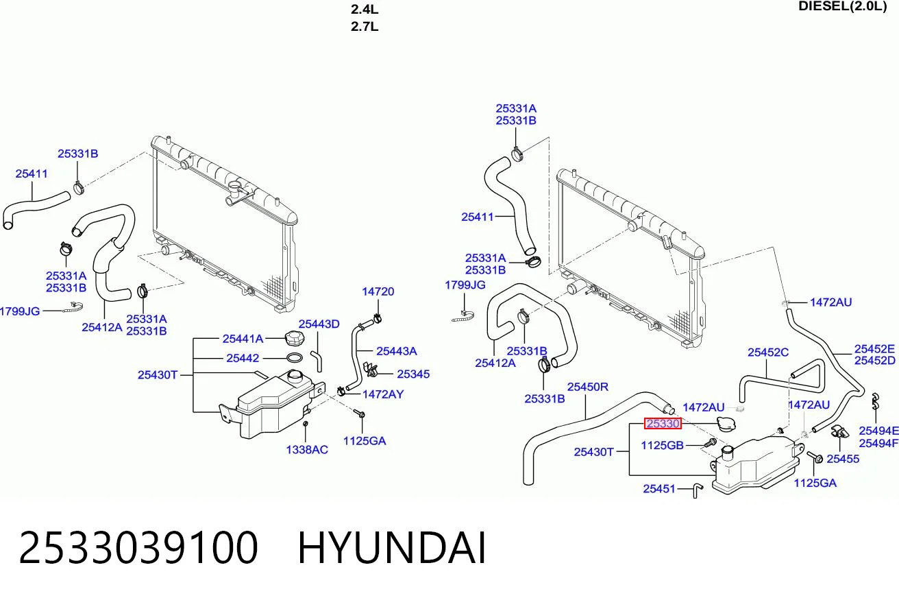 2533039100 Hyundai/Kia Pokrywa (korek) chłodnicy