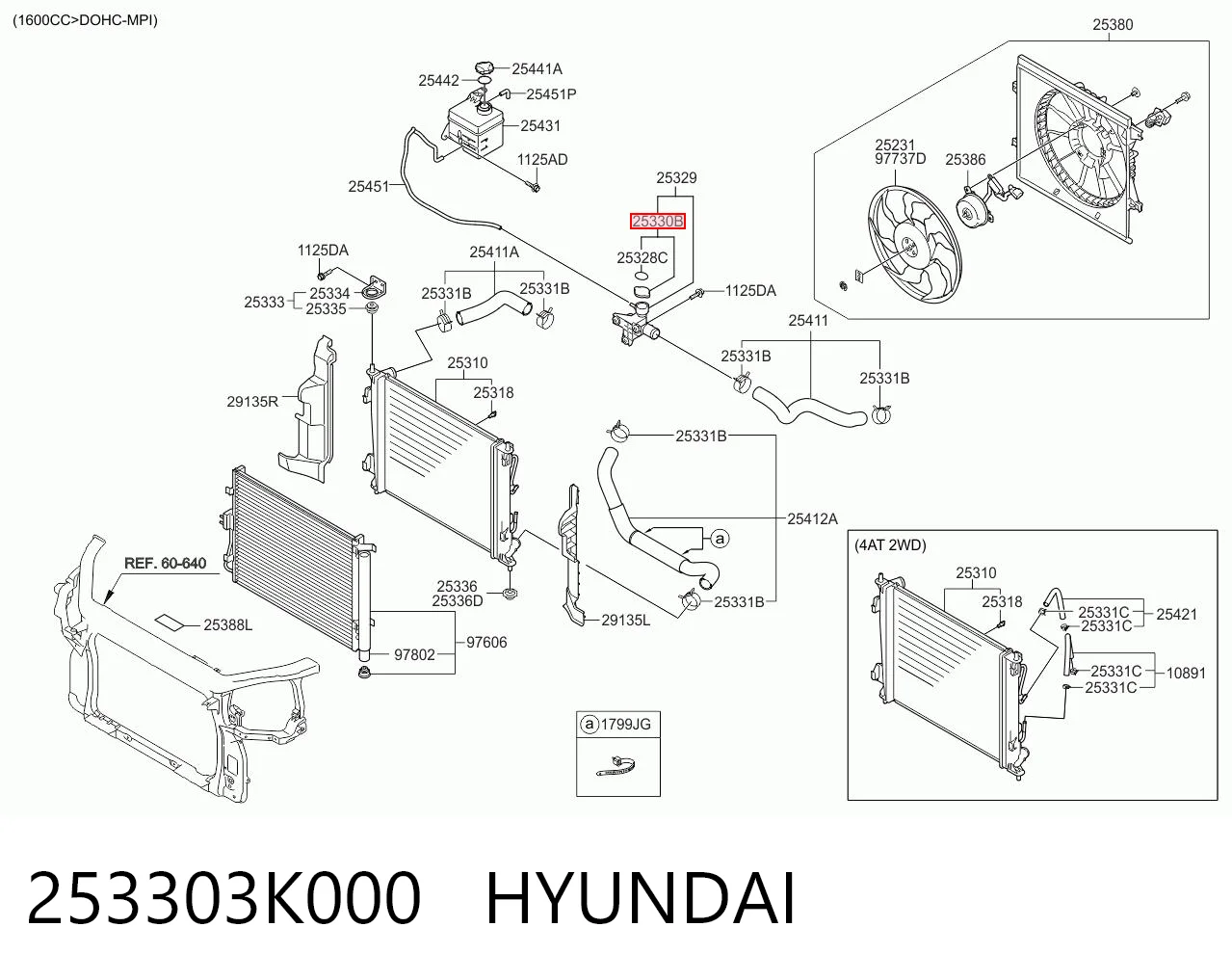 253303K000 Hyundai/Kia Pokrywa (korek) chłodnicy