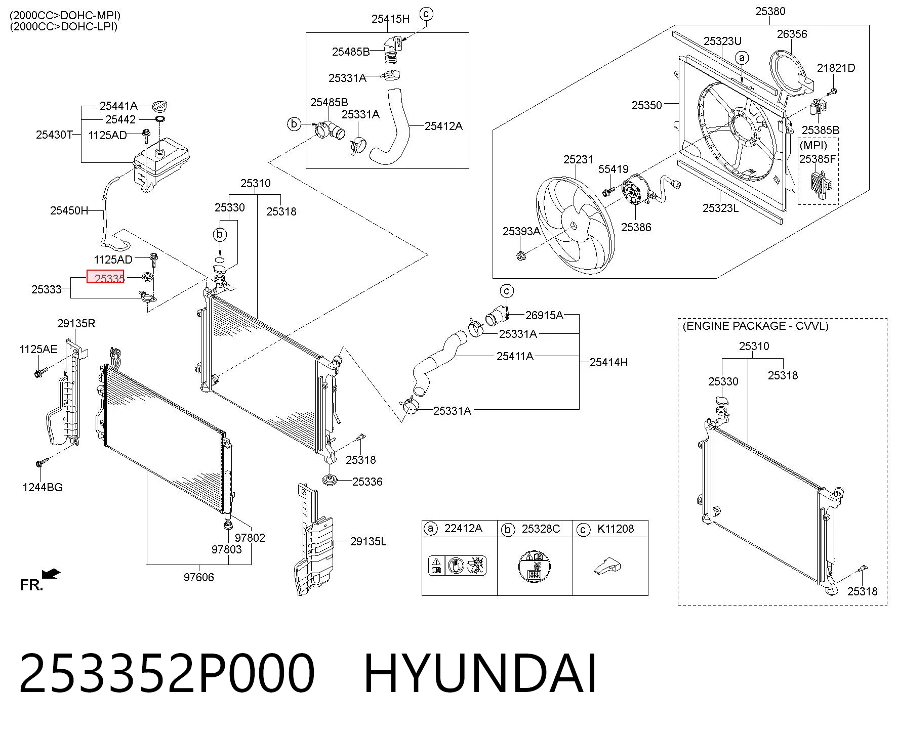 253352P000 Hyundai/Kia Poduszka mocowania chłodnicy górna