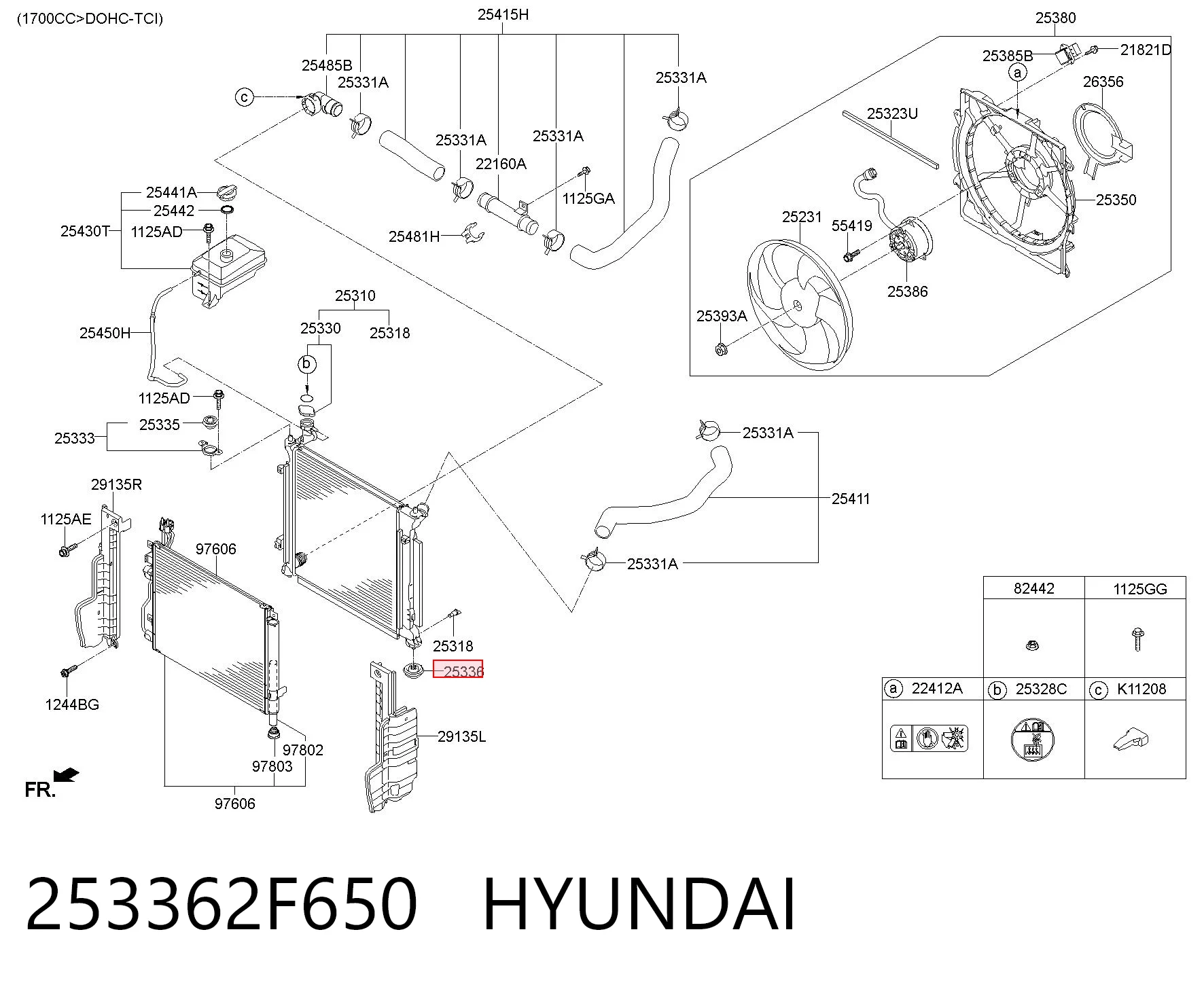 253362F650 Hyundai/Kia Poduszka dolna chłodnicy