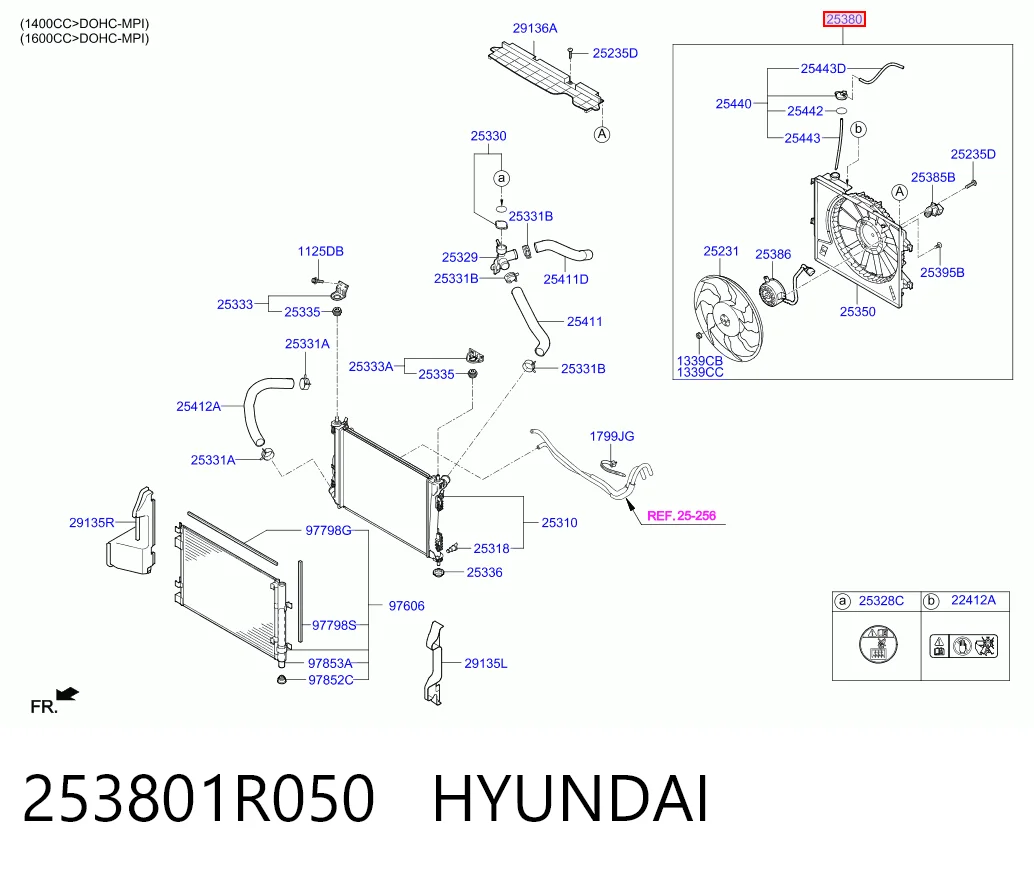 253801R050 Hyundai/Kia Dyfuzor chłodnicy, w komplecie z silnikiem i wirnikiem