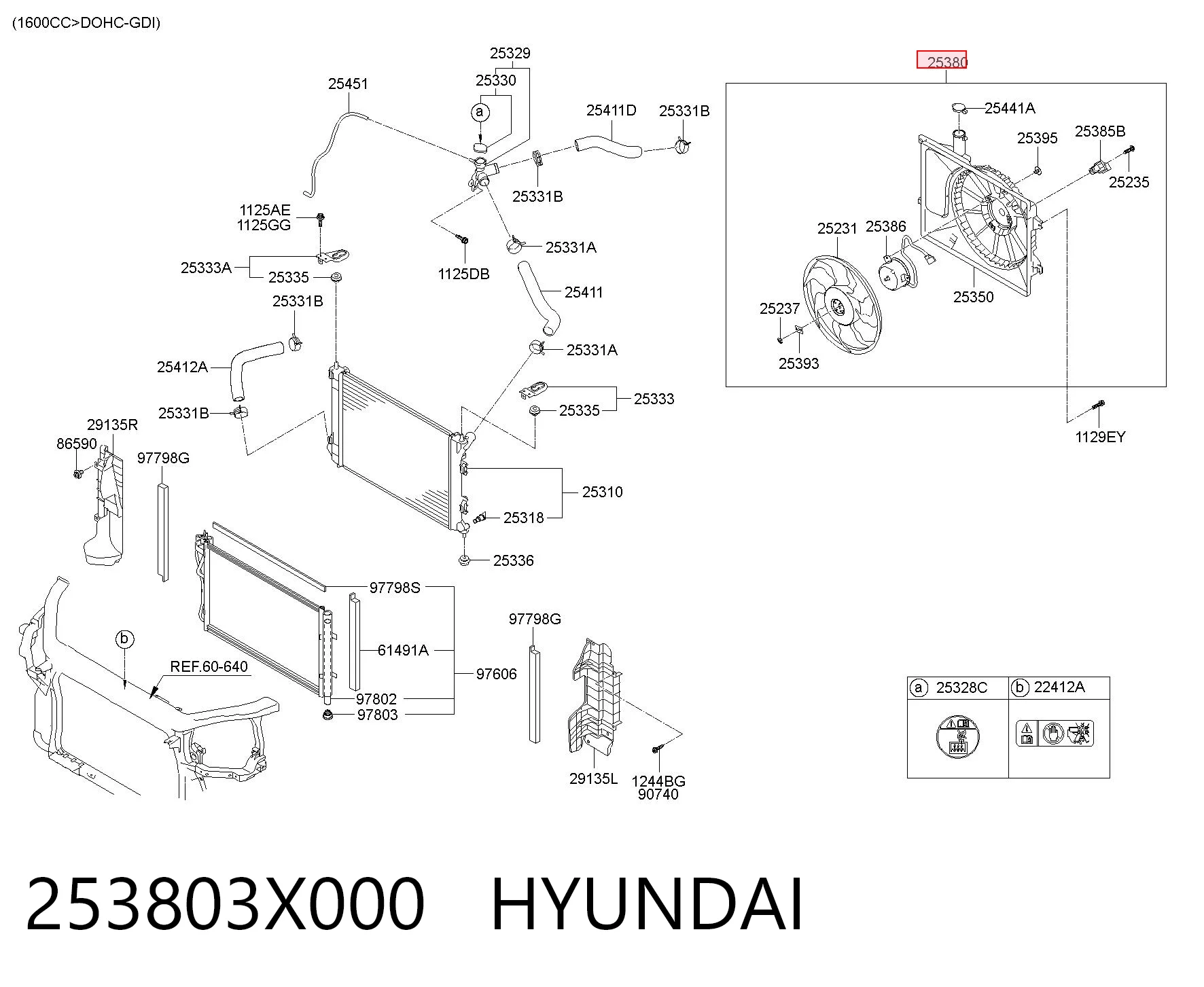 253803X000 Hyundai/Kia Dyfuzor chłodnicy, w komplecie z silnikiem i wirnikiem