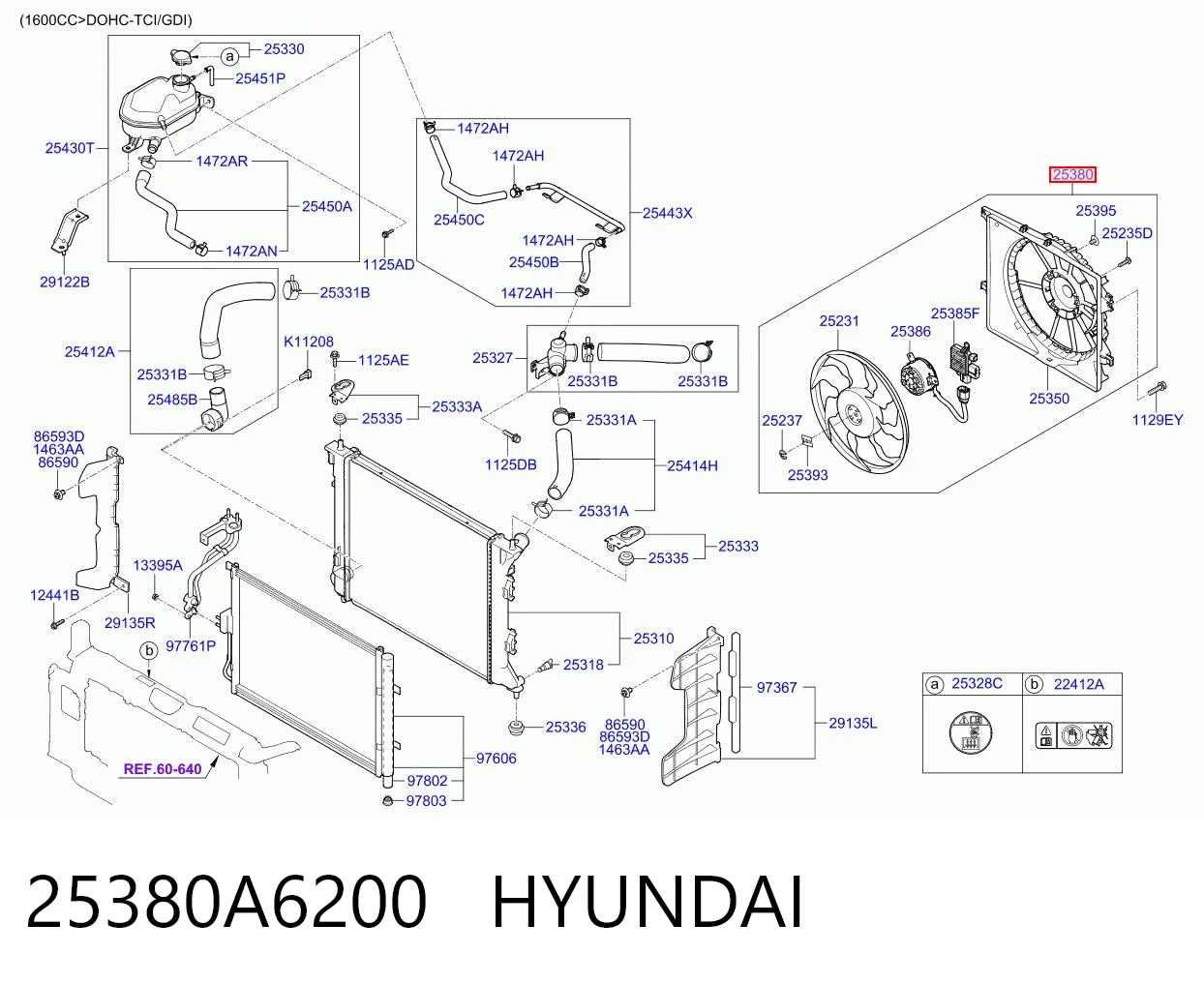 25380A6200 Hyundai/Kia Dyfuzor chłodnicy, w komplecie z silnikiem i wirnikiem