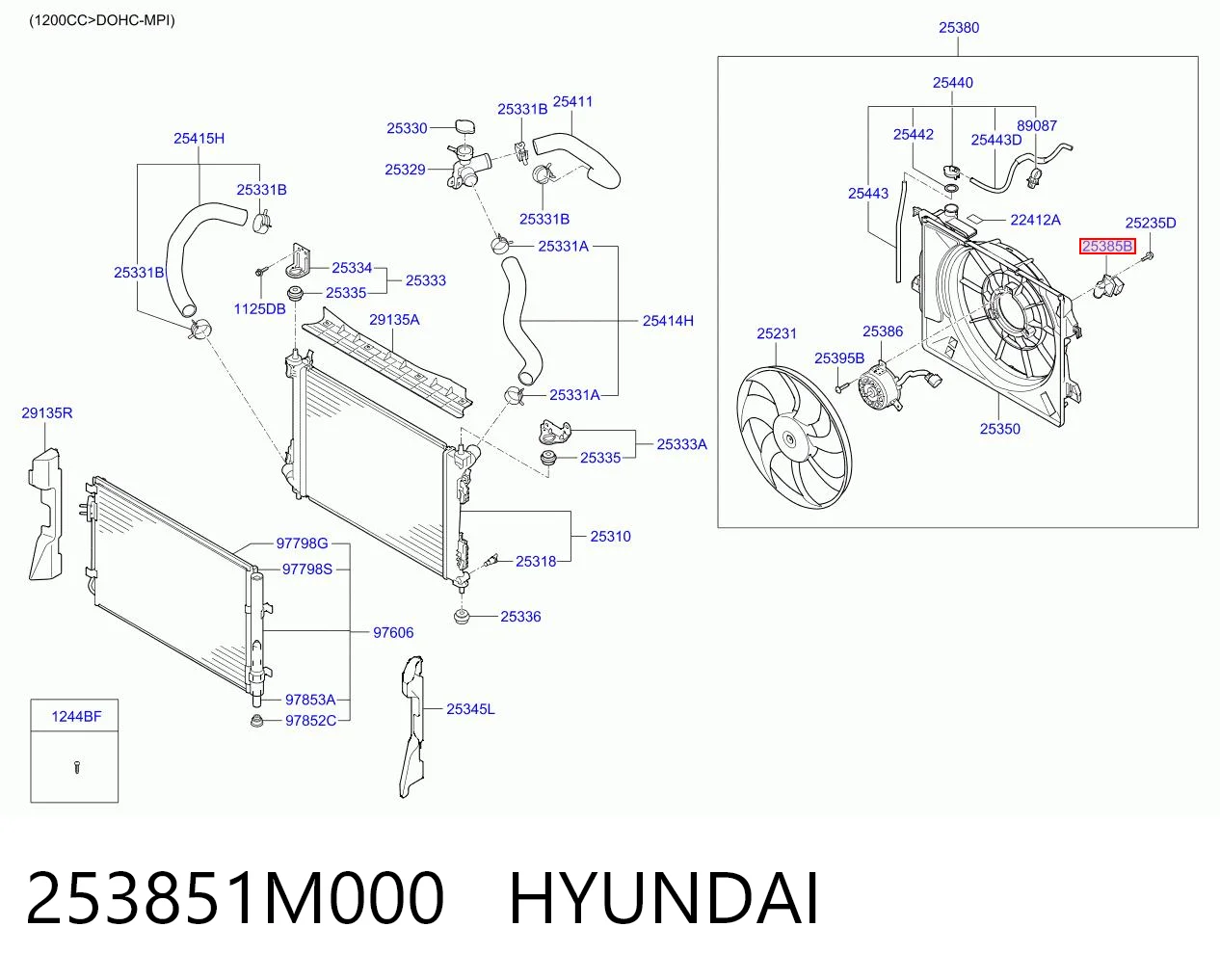 253851M000 Hyundai/Kia Rezystor wentylatora nagrzewnicy (ogrzewacza kabiny)