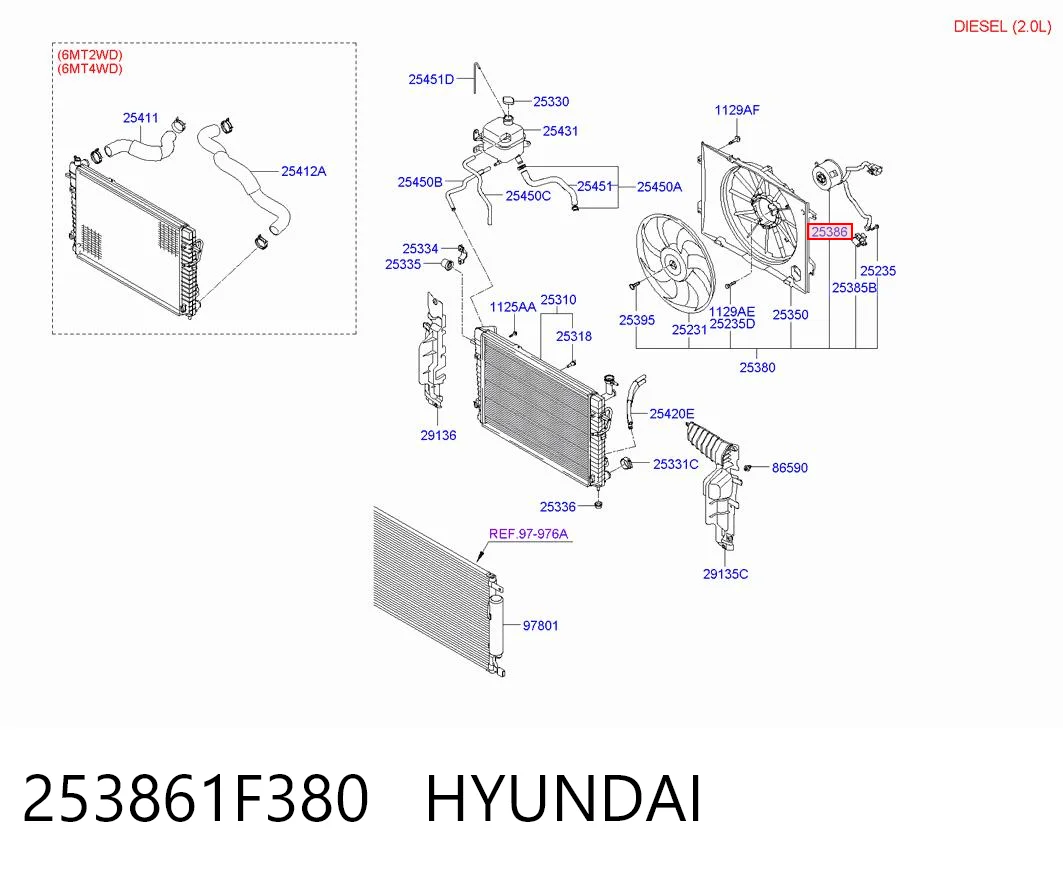 253861F380 Hyundai/Kia Silniczek wentylatora chłodzenia