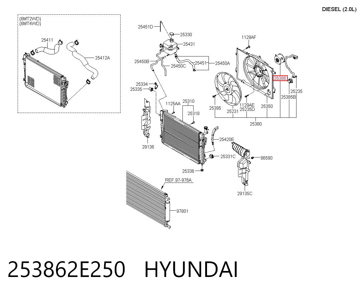 253862E250 Hyundai/Kia Silniczek wentylatora chłodzenia