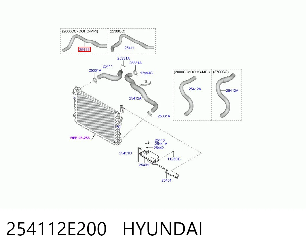 254112E200 Hyundai/Kia Przewód (króciec) chłodnicy górny