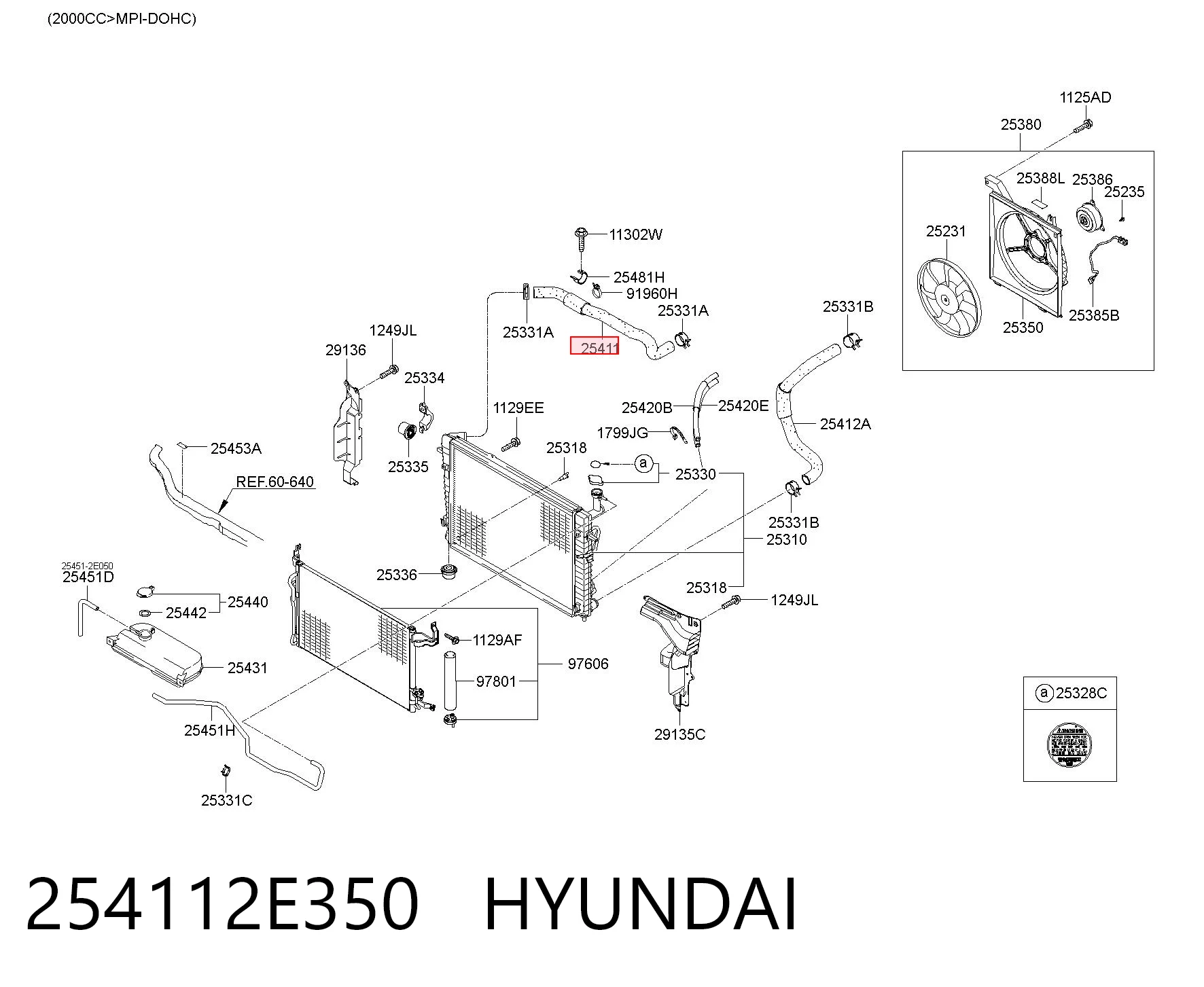 Przewód (króciec) chłodnicy górny Hyundai Tucson I