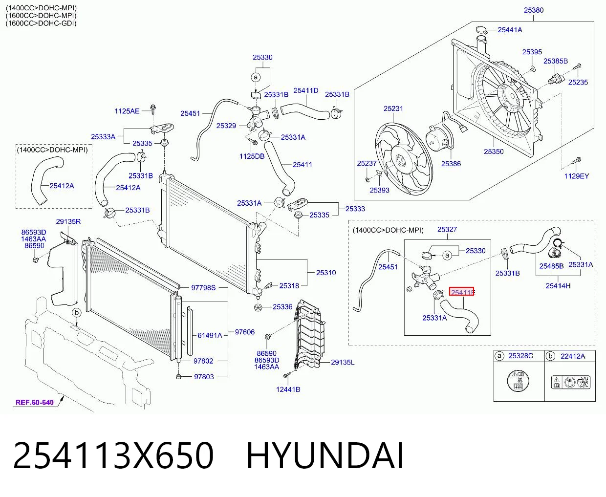 254113X650 Hyundai/Kia Przewód (króciec) chłodnicy górny