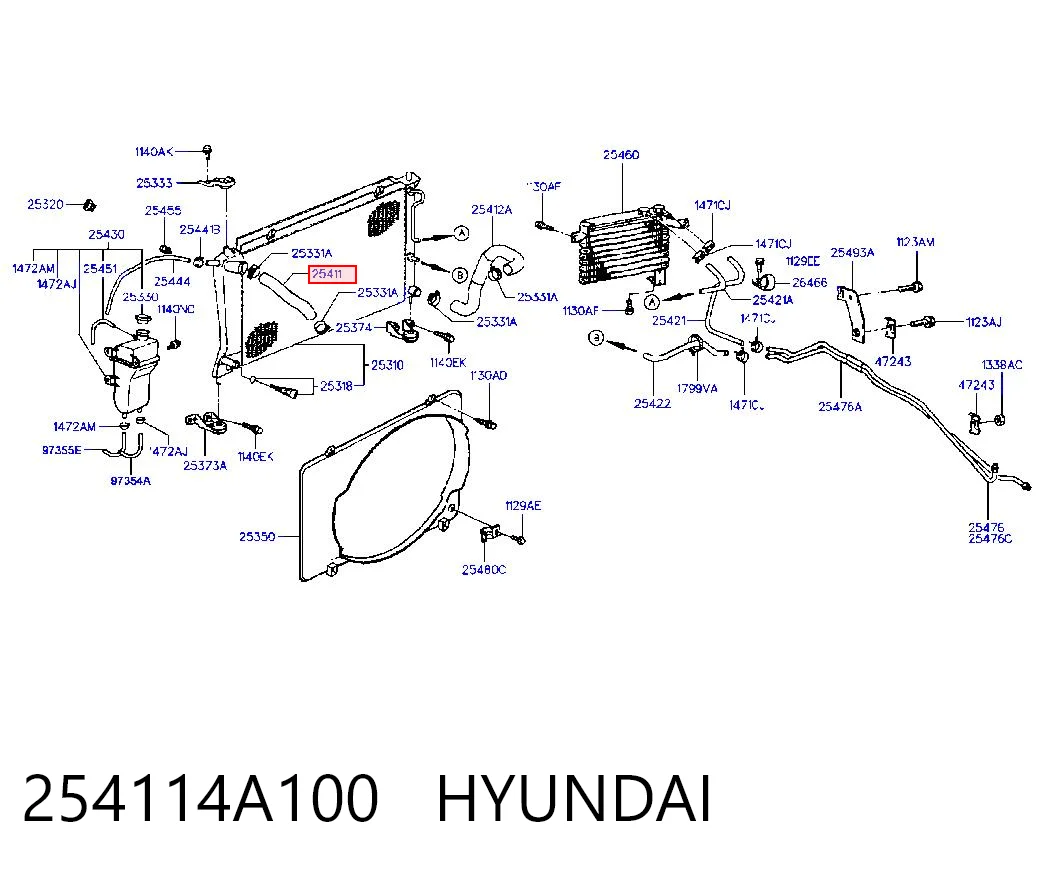 Przewód (króciec) chłodnicy górny Hyundai Galloper 