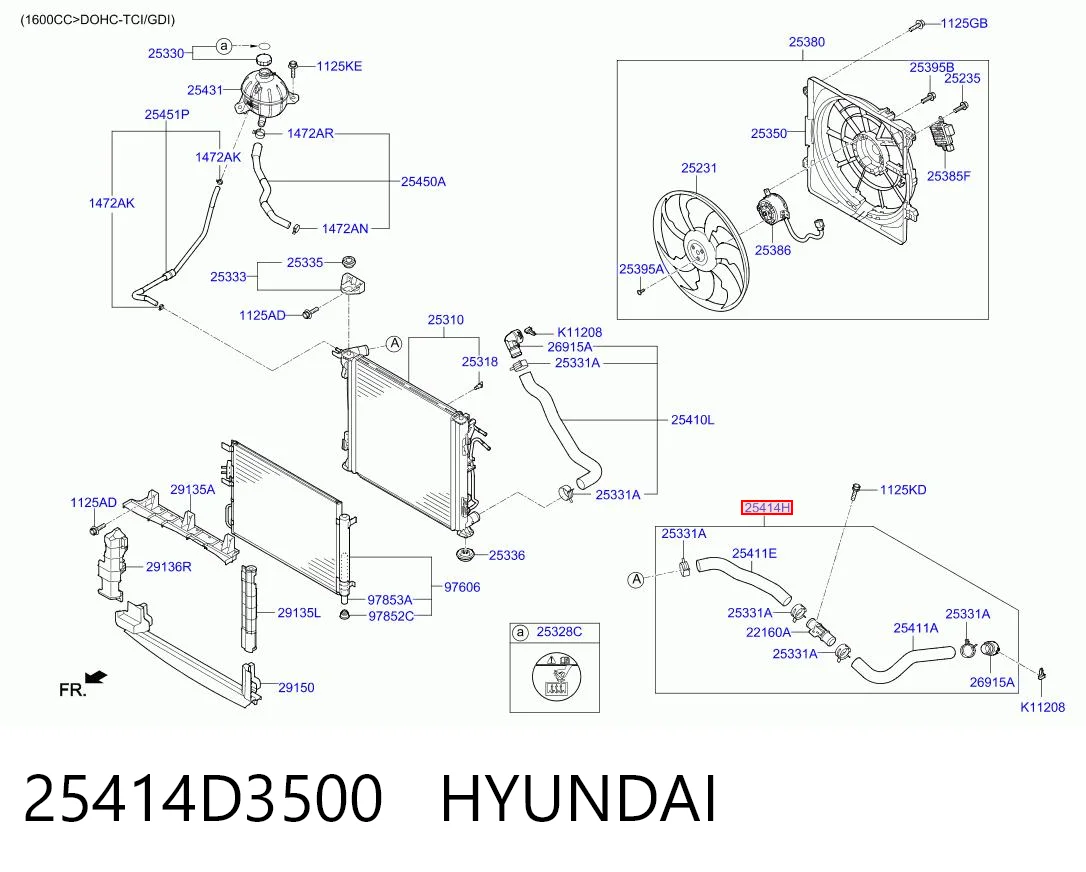 25414D3500 Hyundai/Kia Przewód (króciec) chłodnicy górny
