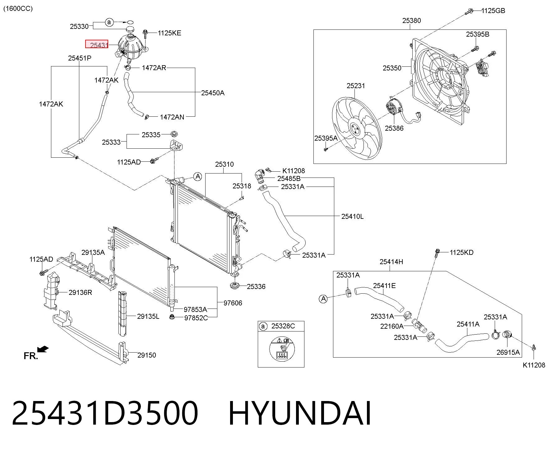 25431D3500 Hyundai/Kia Zbiorniczek wyrównawczy układu chłodzenia