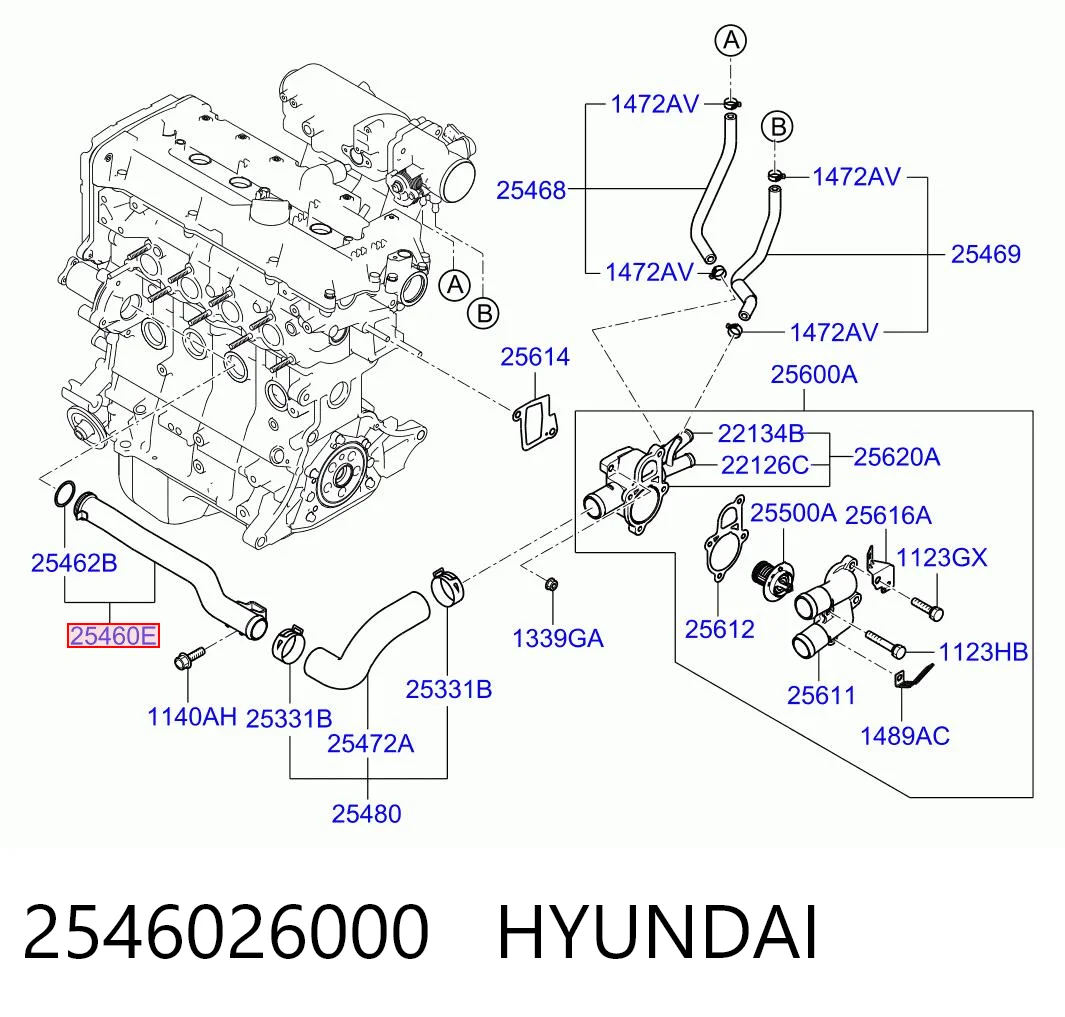 2546026000 Hyundai/Kia Przewód (króciec) pompy wodnej odbiorczy