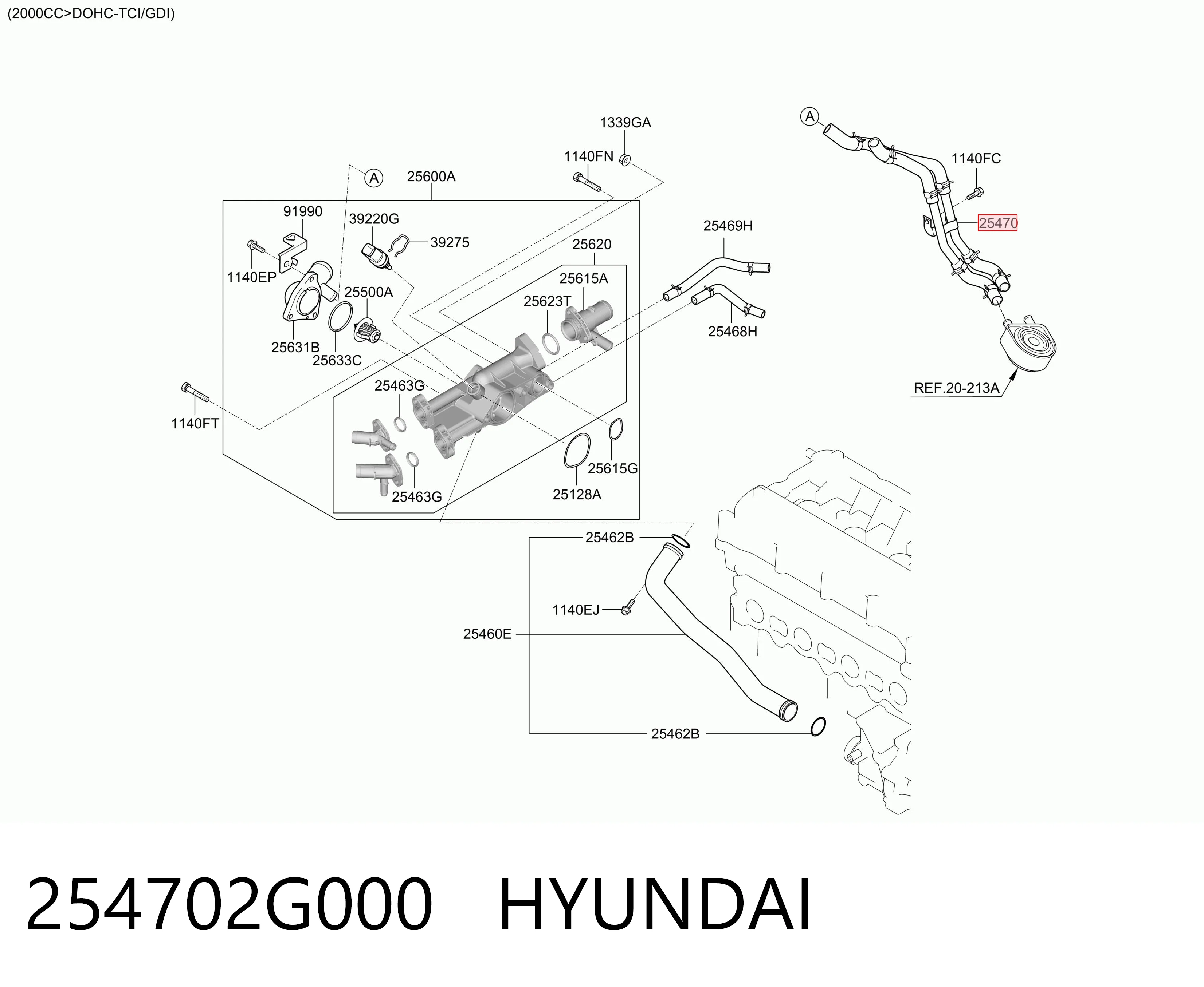 254702G000 Hyundai/Kia Przewód (króciec) układu chłodzenia