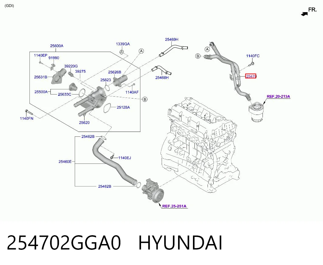 Przewód (króciec) układu chłodzenia do Hyundai Santa Fe III DM