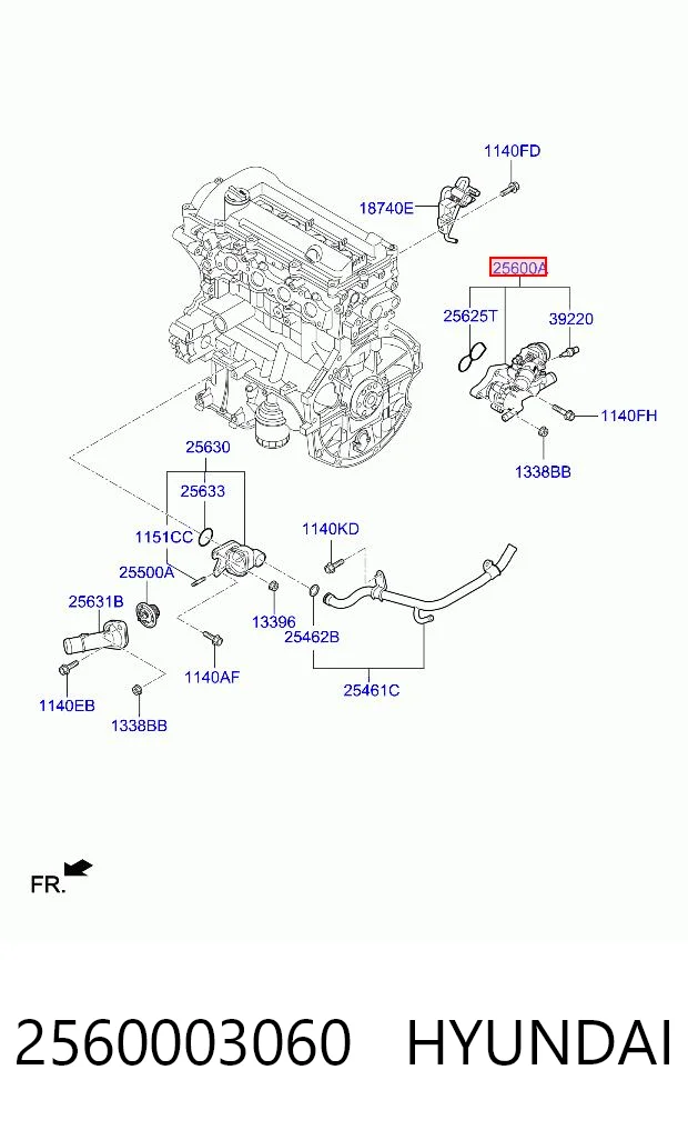 2560003060 Hyundai/Kia Obudowa termostatu