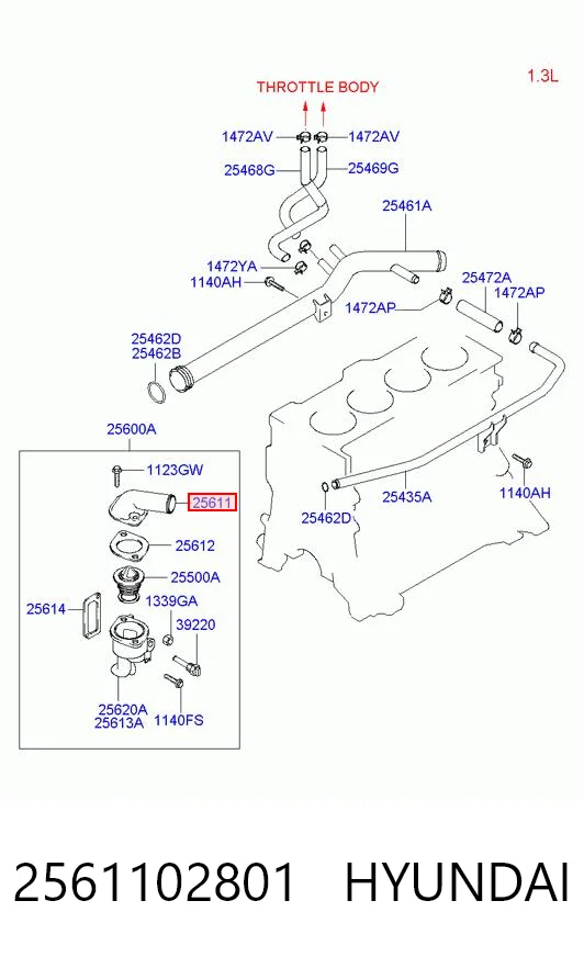 Kołnierz układu chłodzenia (trójnik) Hyundai Getz hatchback (TB) (2002 - 2011) cena, od 17,53 USD