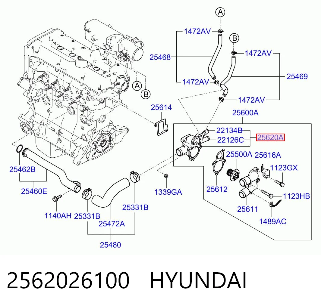 2562026100 Hyundai/Kia Obudowa termostatu