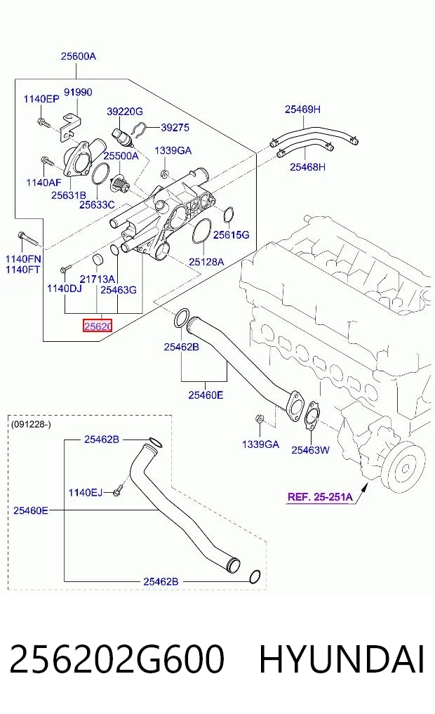 256202G600 Hyundai/Kia Obudowa termostatu