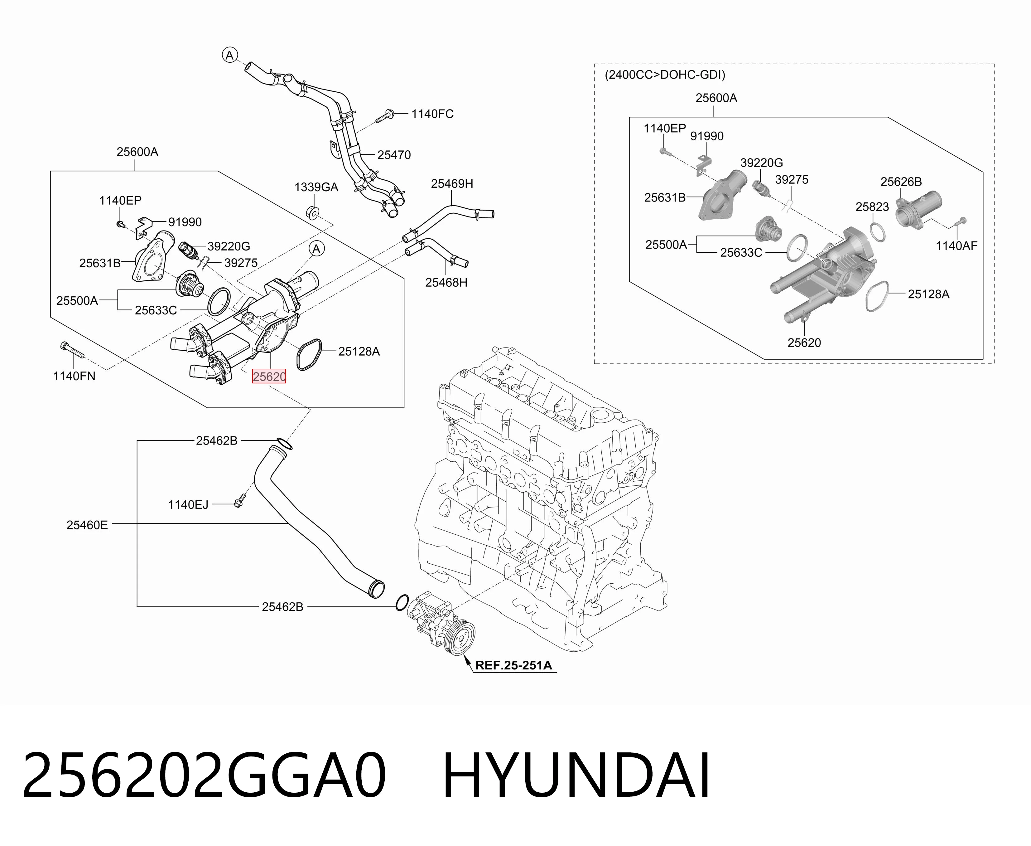 256202GGA0 Hyundai/Kia Obudowa termostatu