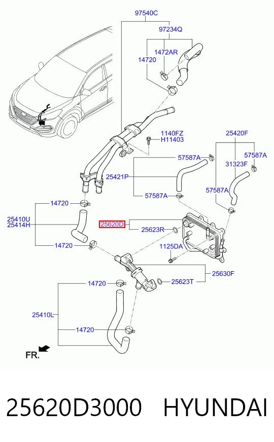 25620D3000 Hyundai/Kia Chłodnica automatycznej/mechanicznej skrzyni biegów