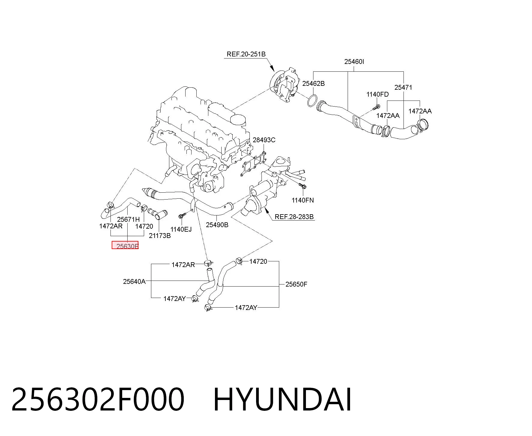 256302F000 Hyundai/Kia Wąż (przewód) chłodnicy EGR, doprowadzenie