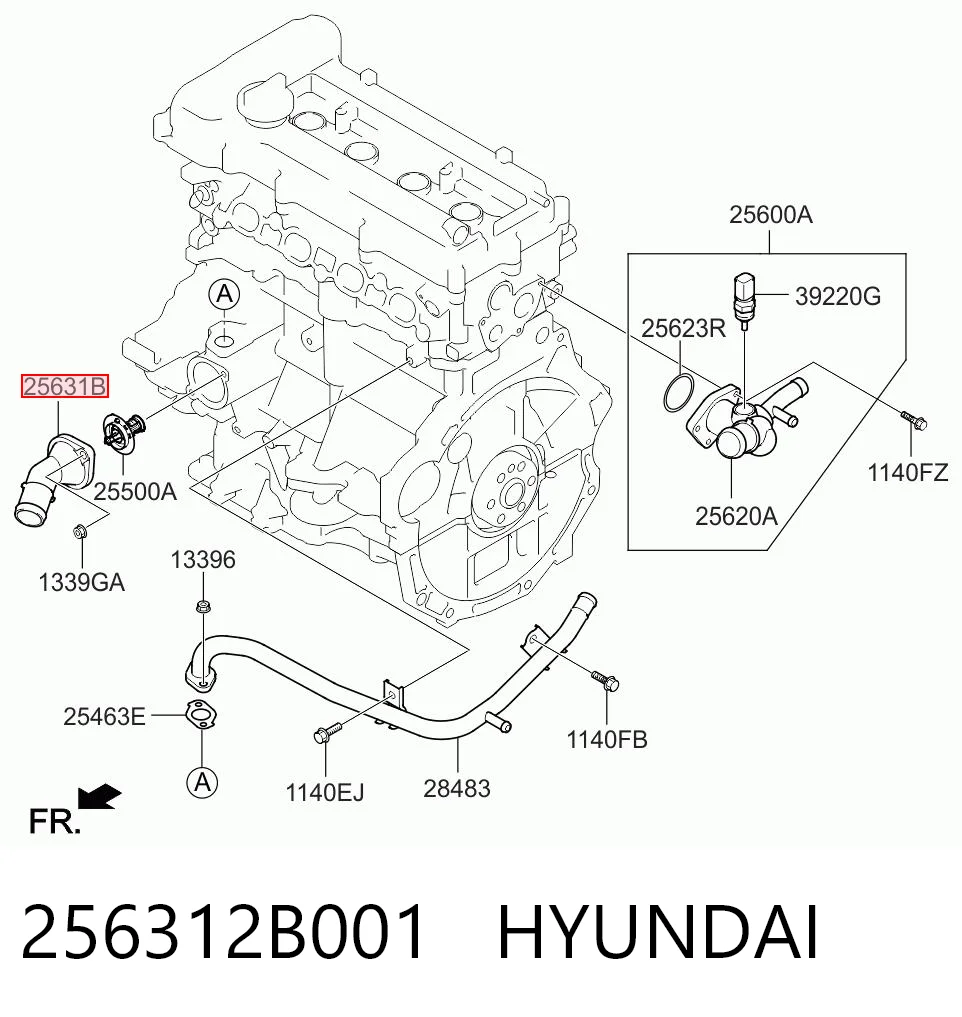 256312B001 Hyundai/Kia Pokrywa termostatu