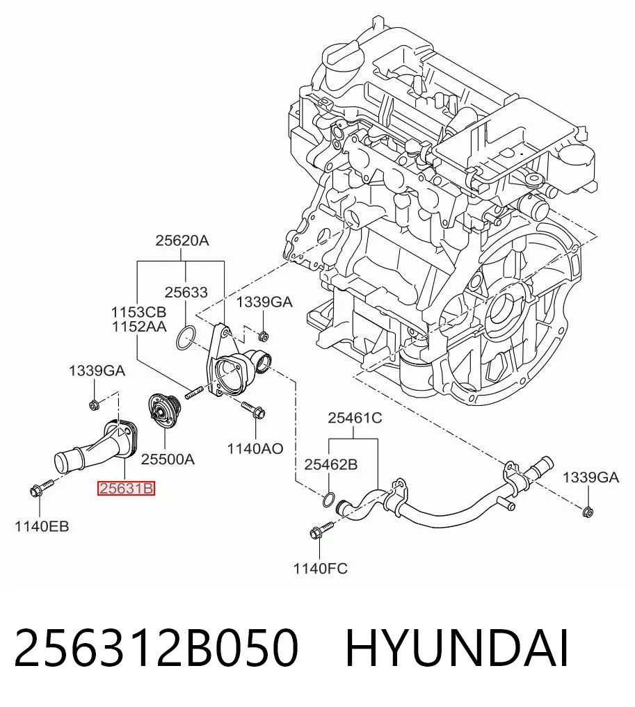 256312B050 Hyundai/Kia Pokrywa termostatu