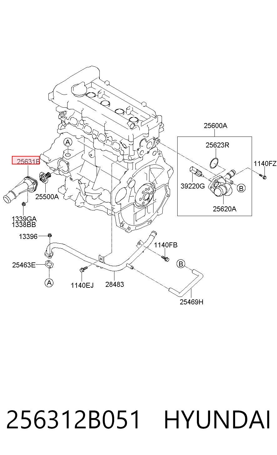 256312B051 Hyundai/Kia Pokrywa termostatu