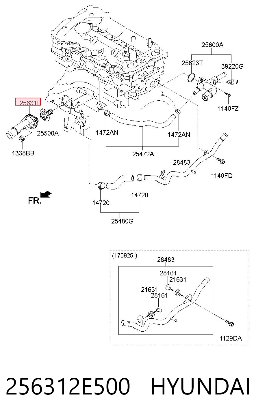 256312E500 Hyundai/Kia Pokrywa termostatu