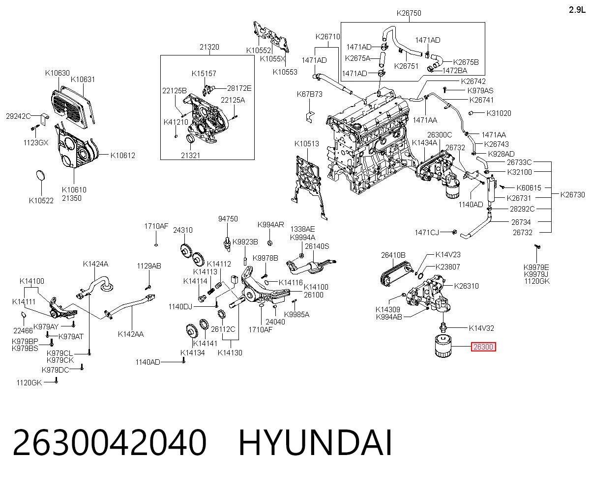 2630042040 Hyundai/Kia Filtr oleju