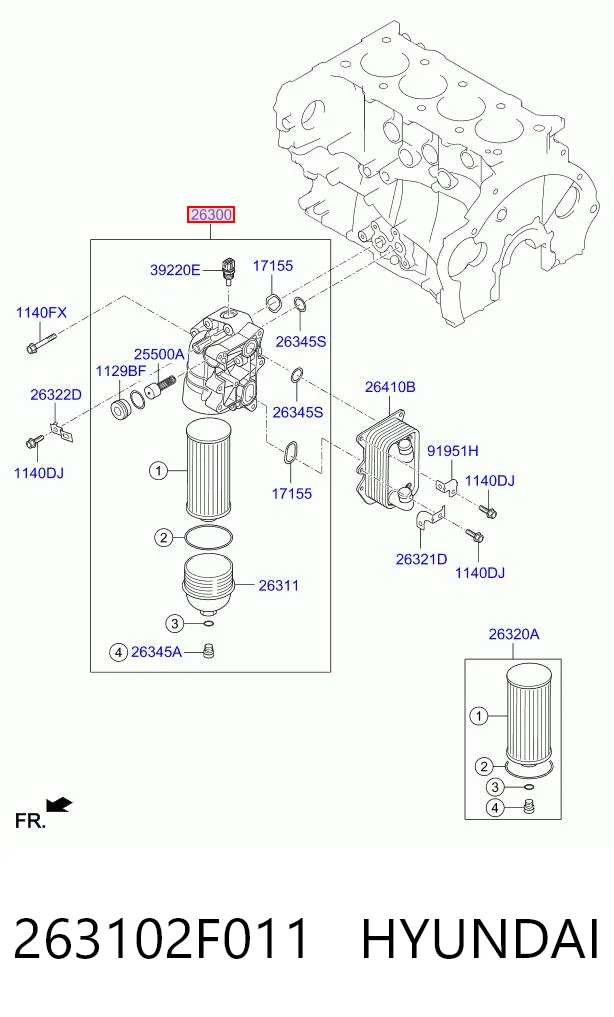 263102F011 Hyundai/Kia Obudowa filtra oleju