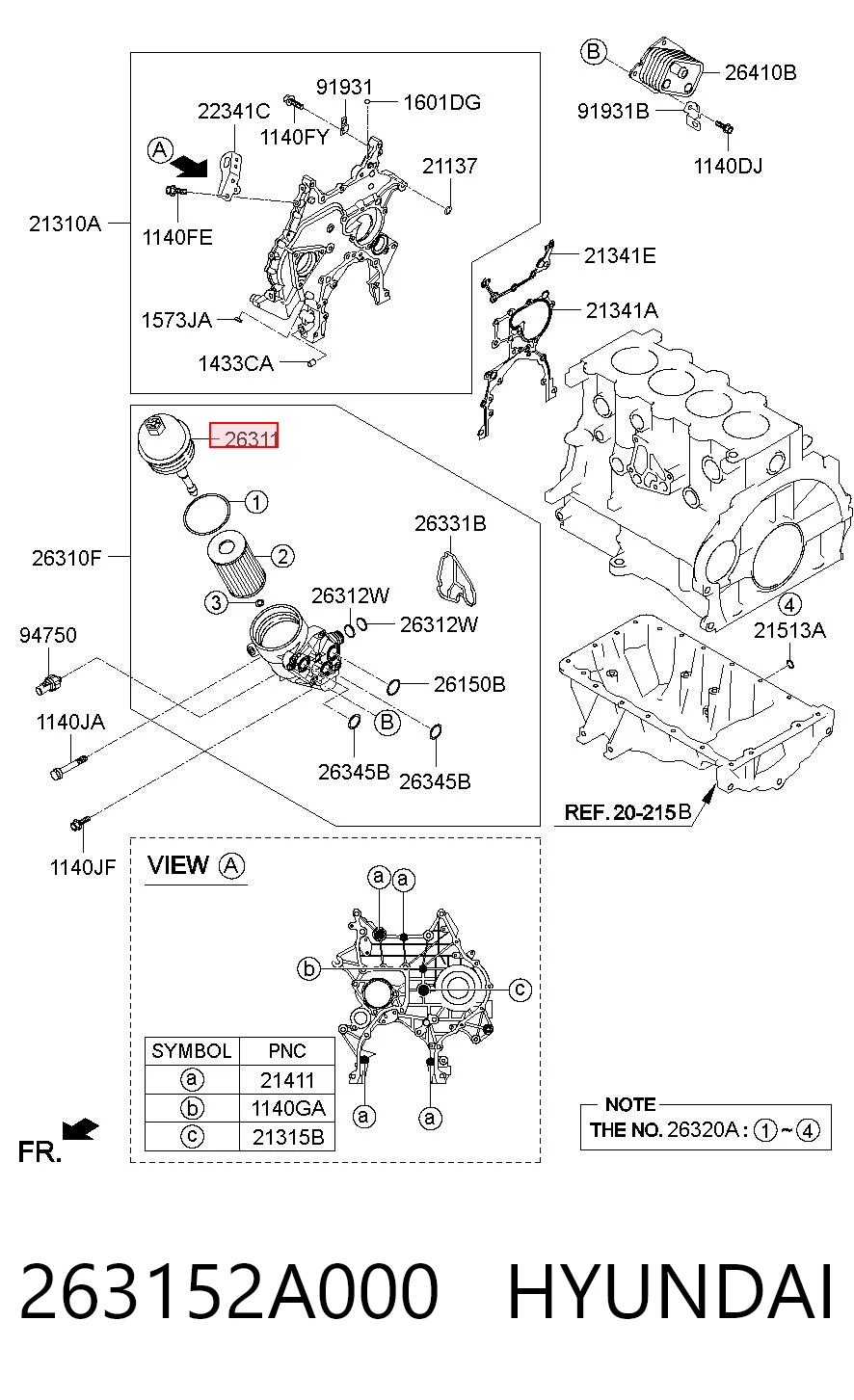 263152A000 Hyundai/Kia Pokrywa filtra oleju